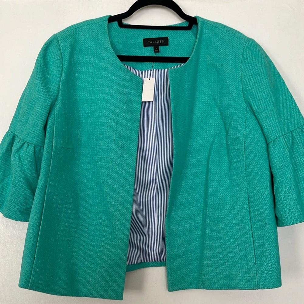 Talbots Green Blazer with Bell Sleeves
